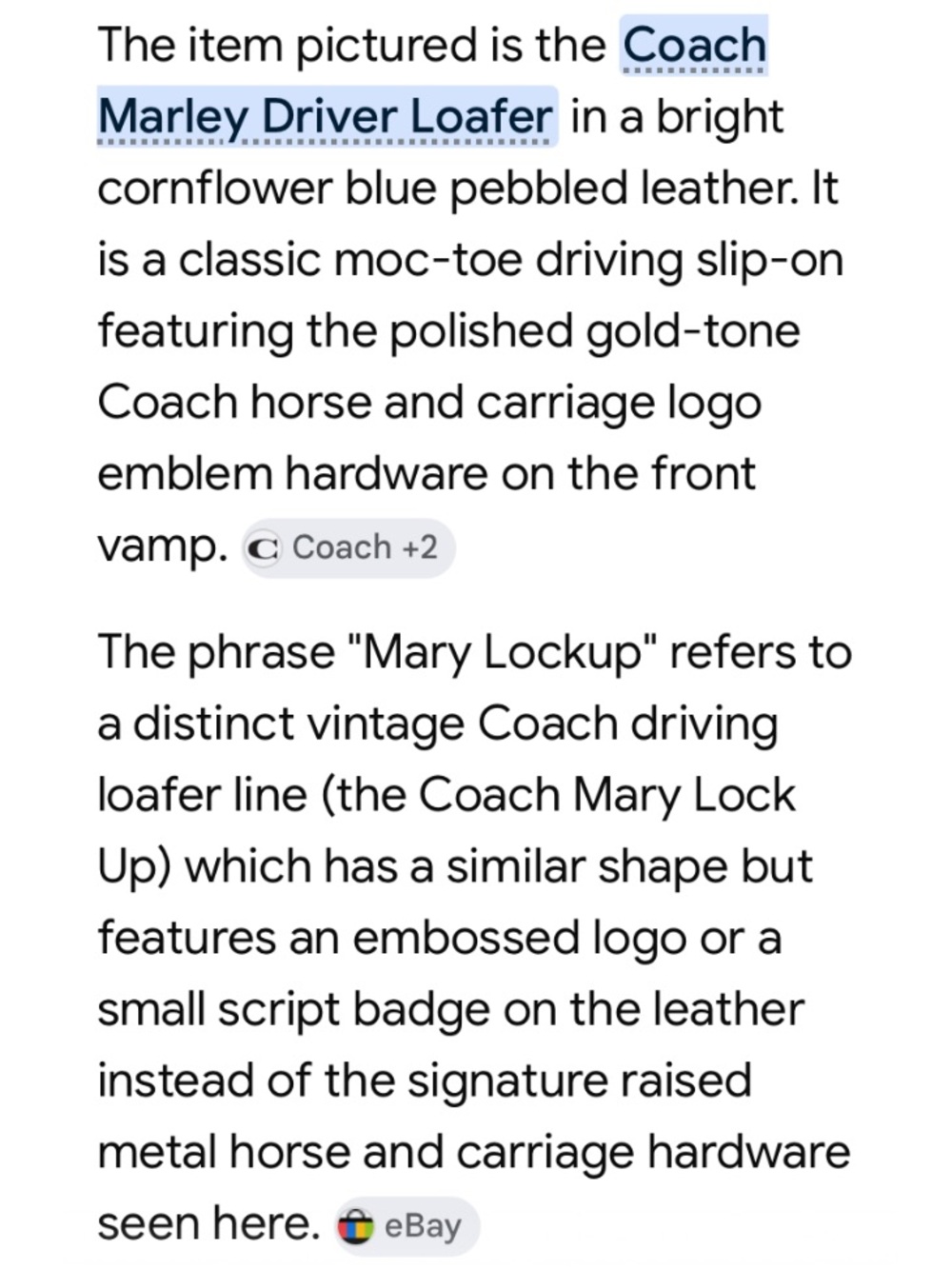 Coach Mary Lockup Blue Leather Flats - Picture 2 of 16